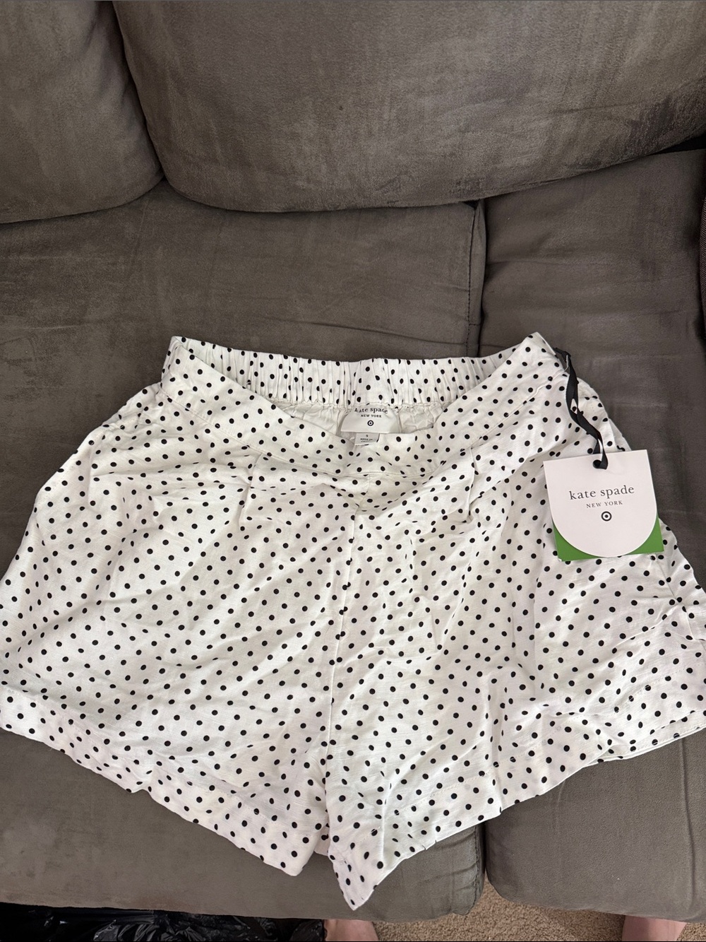 kate spade White with Black Polka Dot High-Waist Shorts